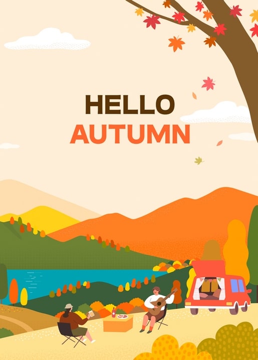 postcard autumn illustration