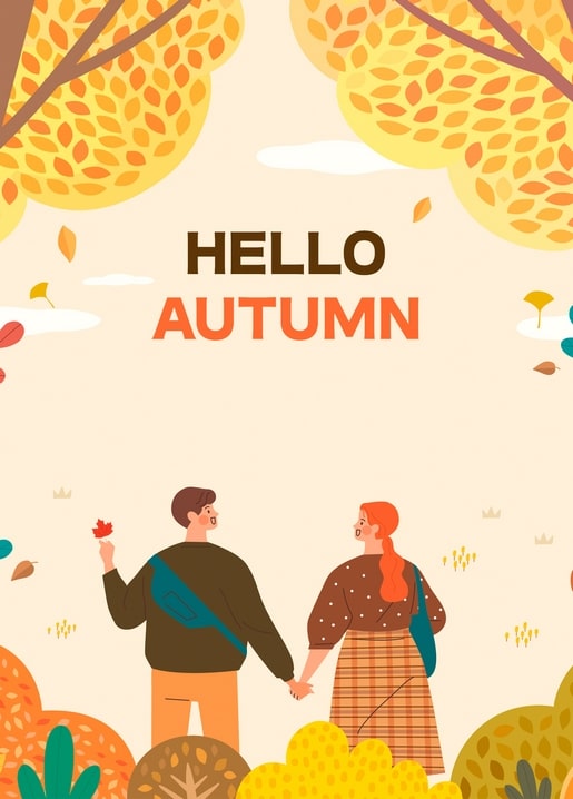 postcard autumn illustration