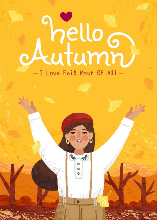 postcard autumn illustration