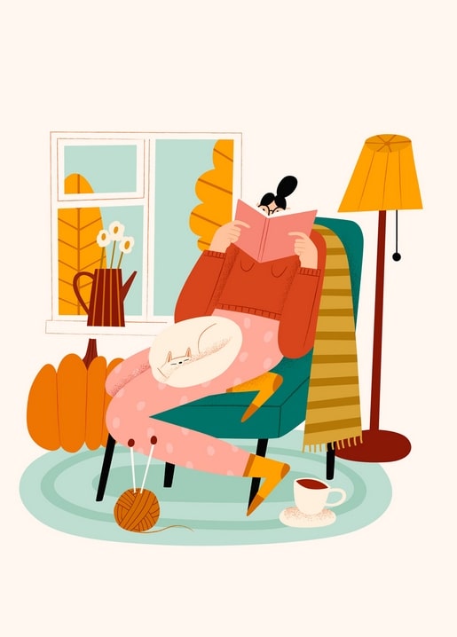 postcard autumn illustration