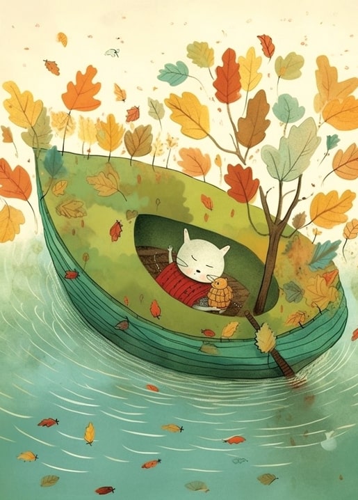 postcard autumn illustration