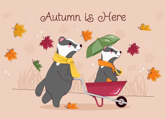 postcard autumn illustration