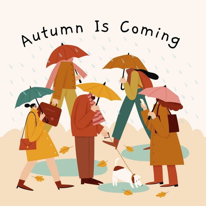 postcard autumn illustration