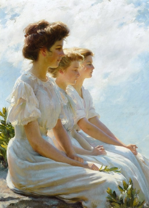 postcards with spring romance artist Charles Courtney Curran