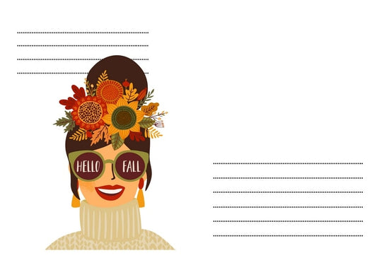 Конверт С6 з жінкою у вінку із соняшників в окулярах з написом Hello Fall