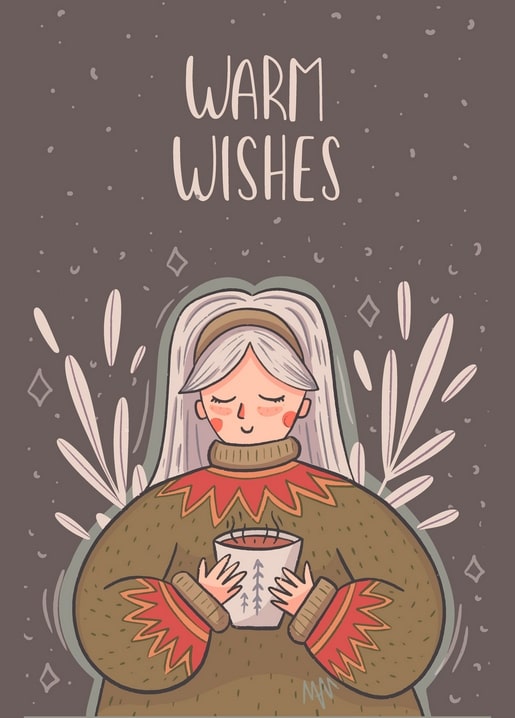 happy new year and christmas greeting postcards