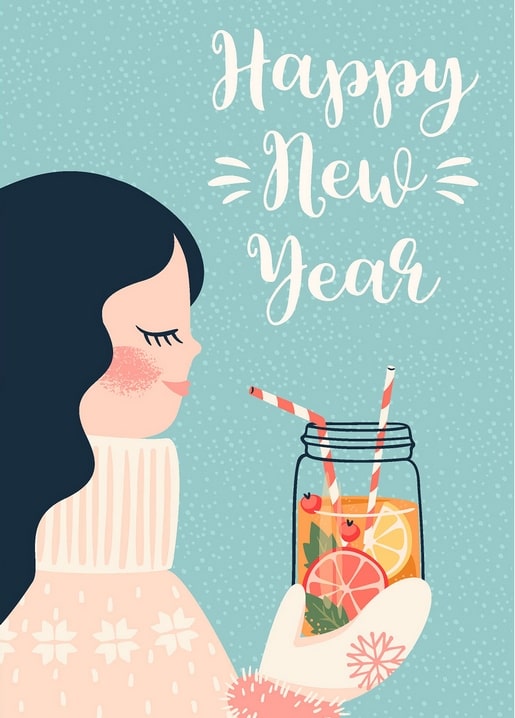 new year art postcards