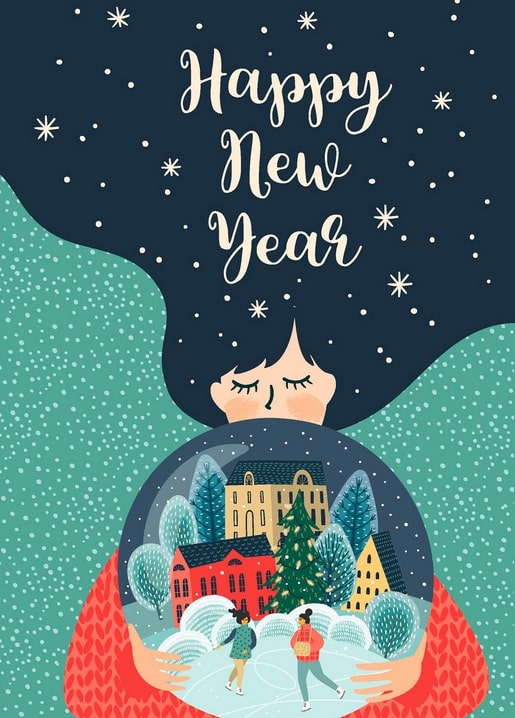 new year art postcards