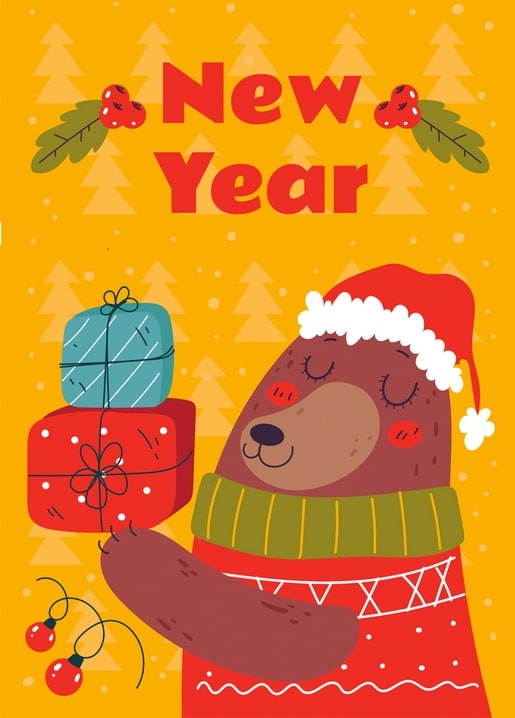 new year art postcards