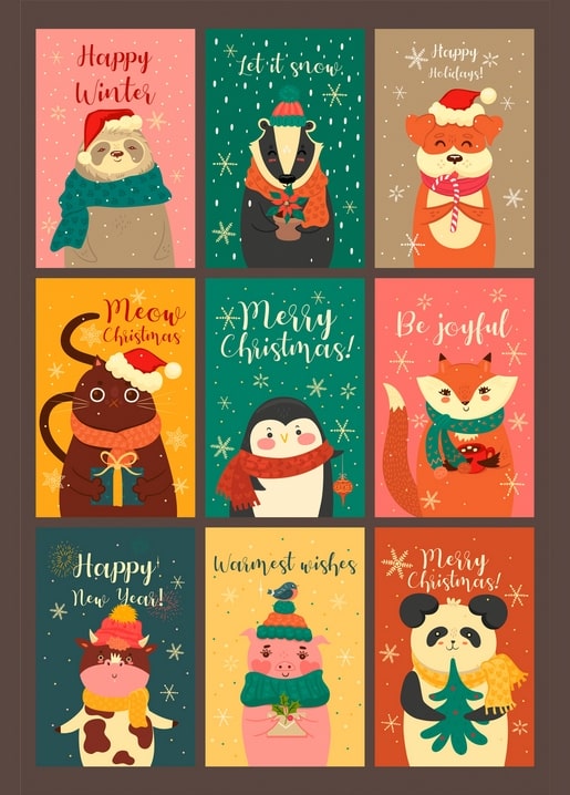 new year art postcards