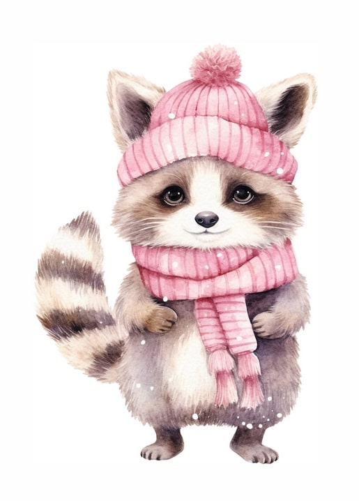 winter animal watercolor postcards