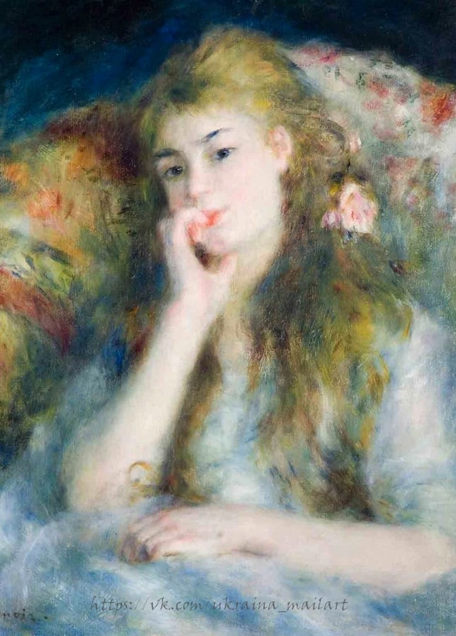 Renoir's La Pensée, young woman resting her chin on her hand