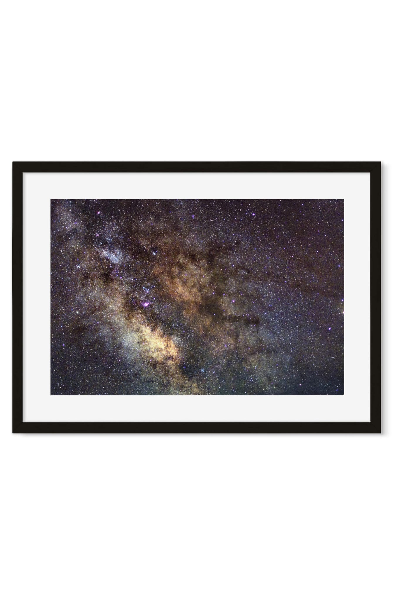 Close-up of the Milky Way's glowing core with dust clouds and stars across a dark night sky