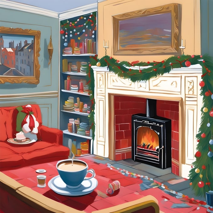 postcards merry christmas and happy new year illustration