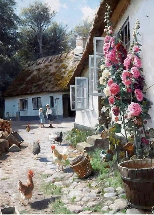 postcard based on a painting by artist Peder Mork Monsted