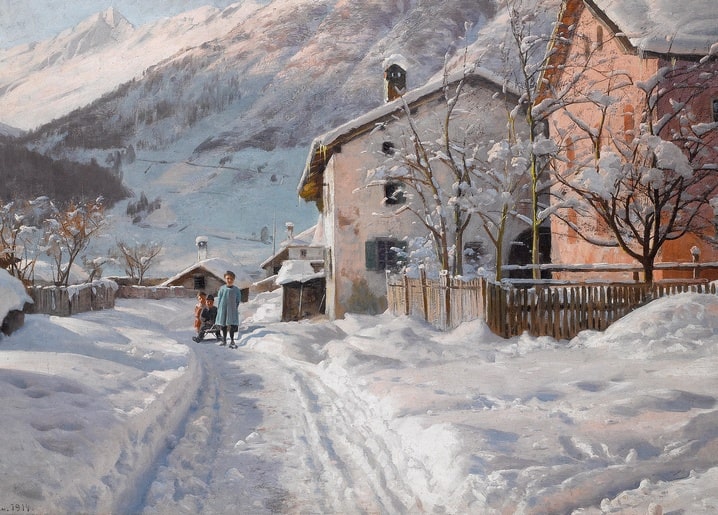 postcard based on a painting by artist Peder Mork Monsted