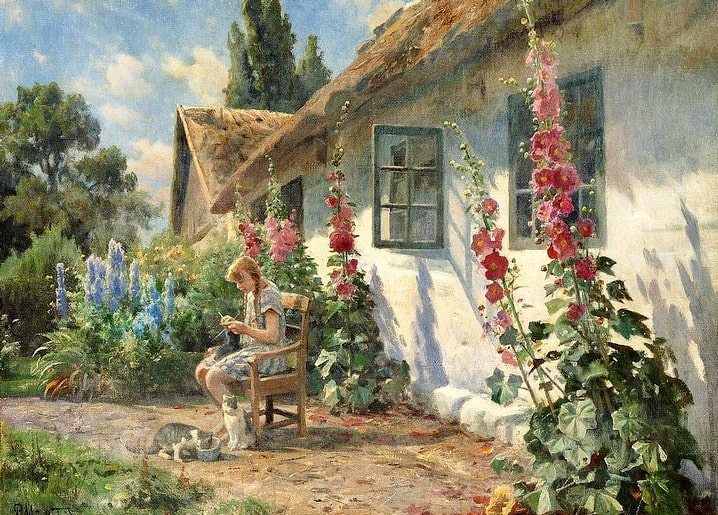 postcard based on a painting by artist Peder Mork Monsted