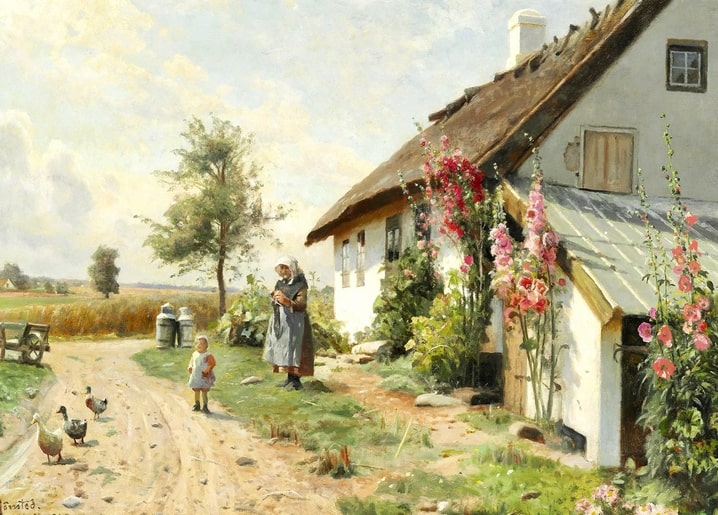 postcard based on a painting by artist Peder Mork Monsted