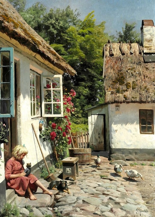 postcard based on a painting by artist Peder Mork Monsted