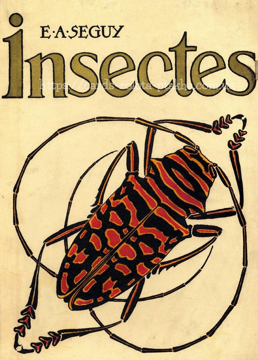 Титульна сторінка «Insectes» E.A. Séguy зі смугастим вусачем у стилі ар-деко