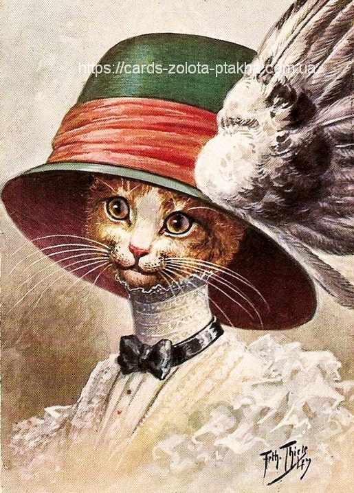 postcard with cats based on illustrations by artist Arthur Thiele