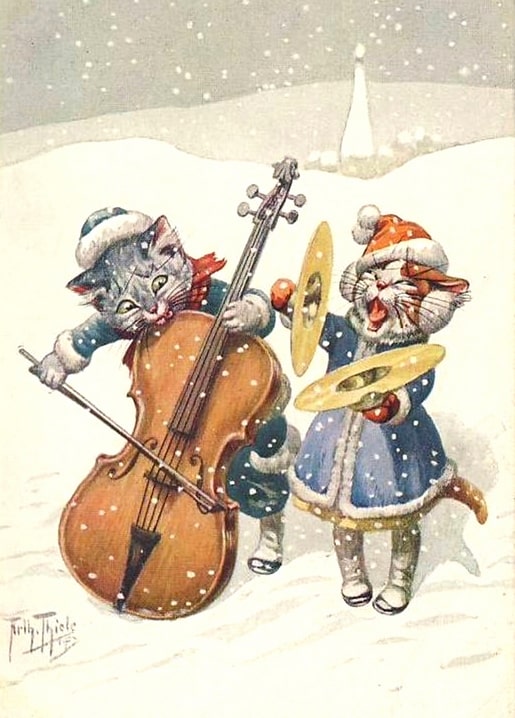 postcard with cats based on illustrations by artist Arthur Thiele