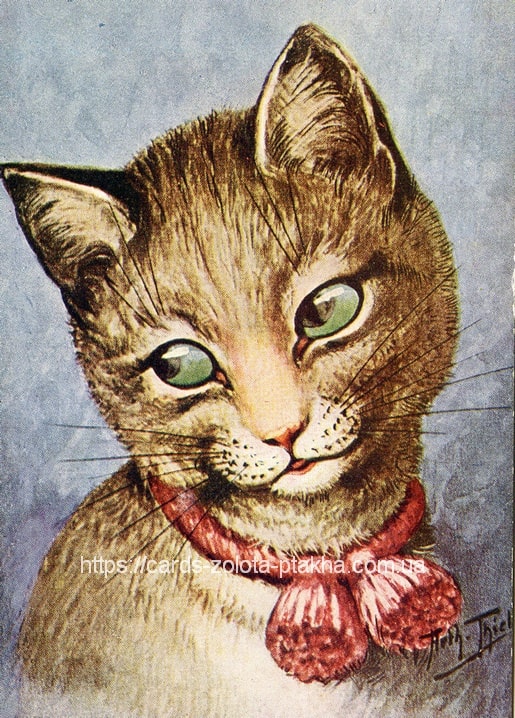 postcard with cats based on illustrations by artist Arthur Thiele