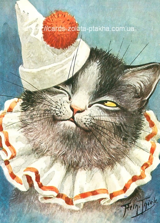 postcard with cats based on illustrations by artist Arthur Thiele