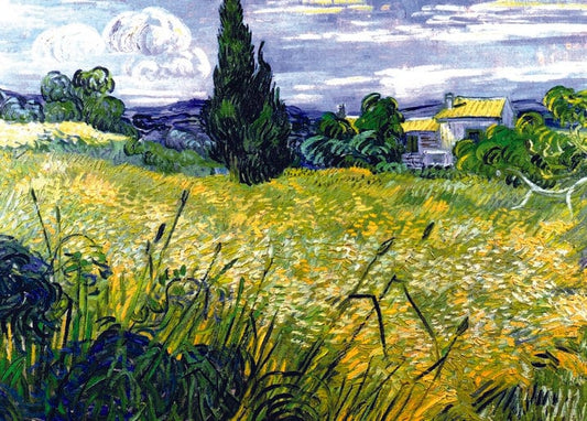 Van Goghs Gemälde von 1889: Weizenfeld mit dunkler Zypresse und Bauernhaus bei Saint-Rémy