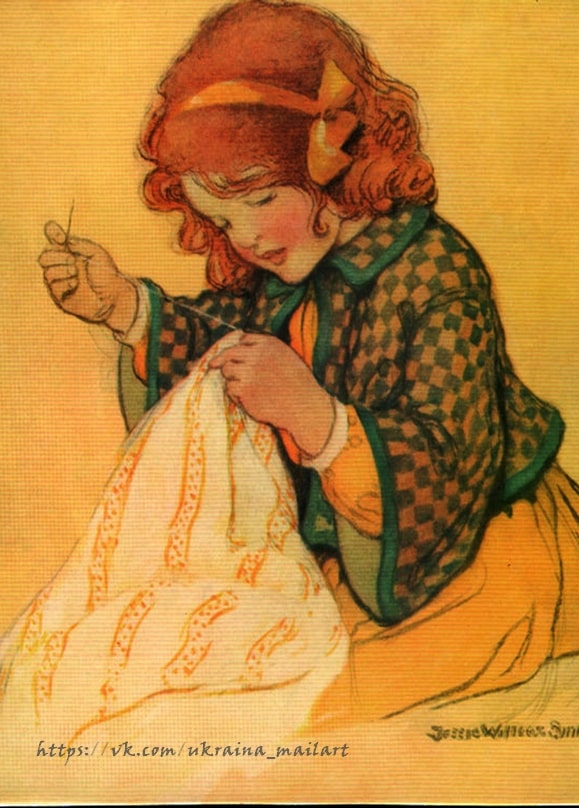 Vintage postcard illustration by artist Jessie Willcox Smith