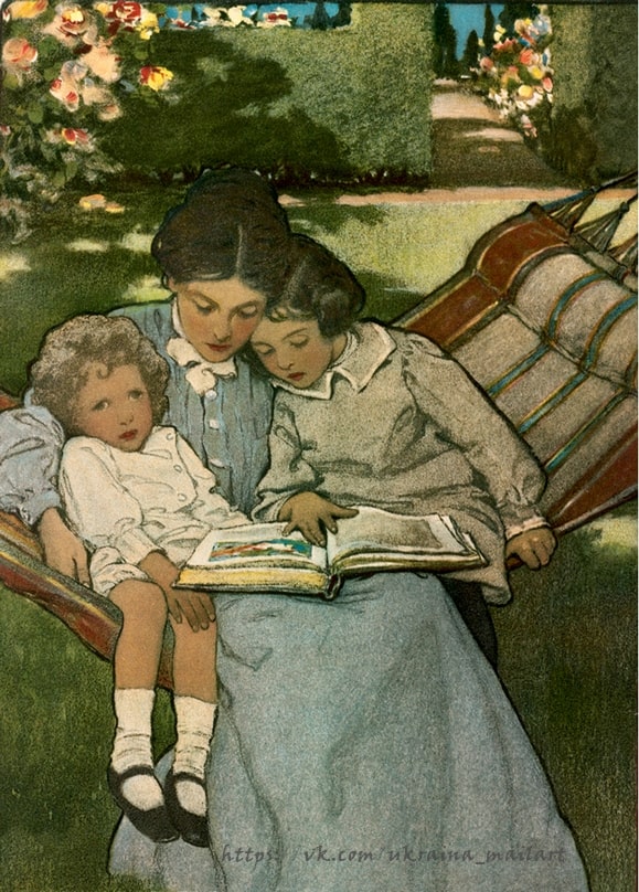 Vintage postcard illustration by artist Jessie Willcox Smith