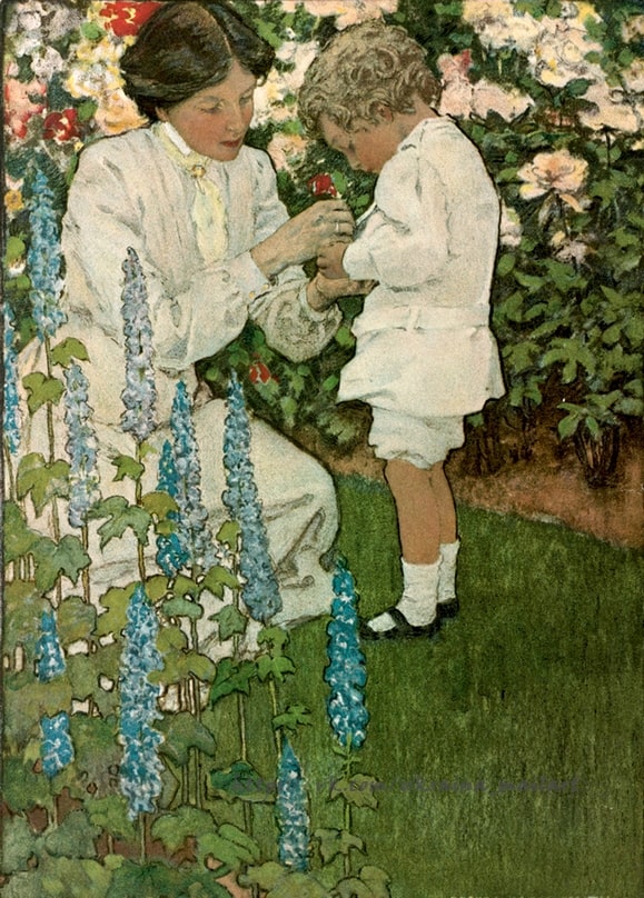 Vintage postcard illustration by artist Jessie Willcox Smith