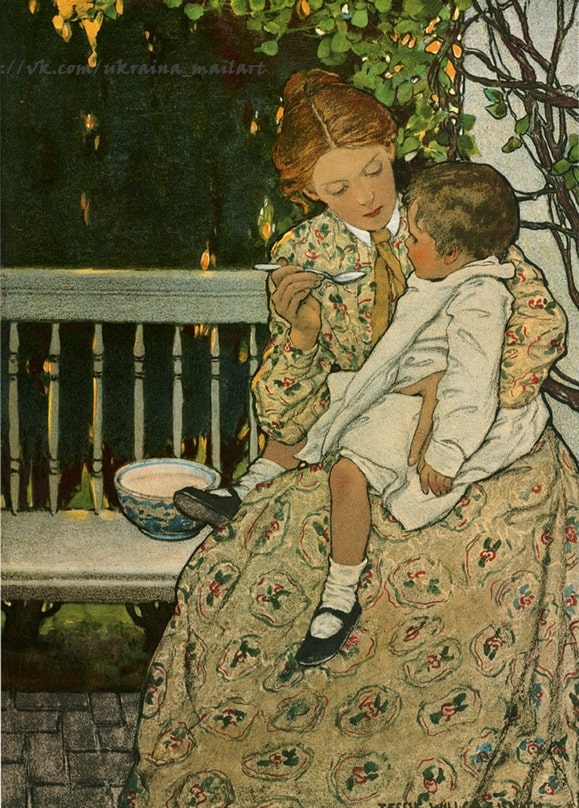 Vintage postcard illustration by artist Jessie Willcox Smith