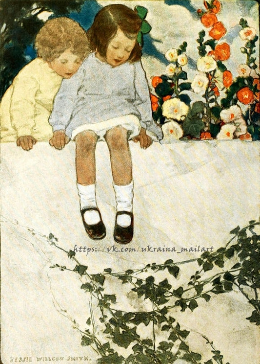 Vintage postcard illustration by artist Jessie Willcox Smith