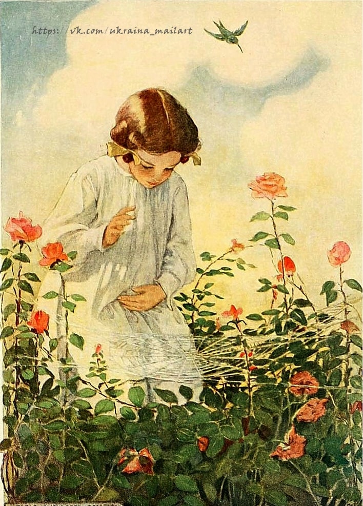 Vintage postcard illustration by artist Jessie Willcox Smith