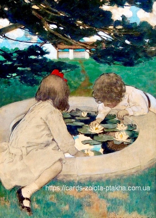 Vintage postcard illustration by artist Jessie Willcox Smith