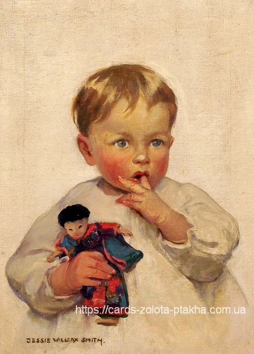 Vintage postcard illustration by artist Jessie Willcox Smith