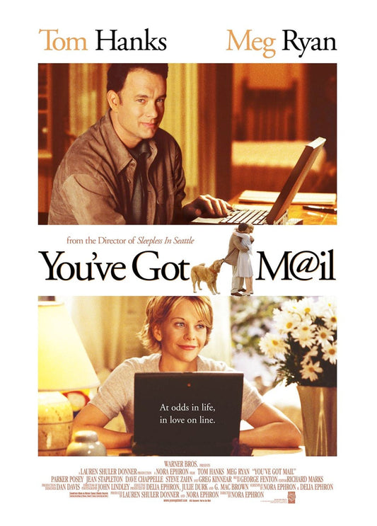 Filmplakat „You've Got Mail“ mit Tom Hanks und Meg Ryan an Laptops